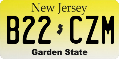 NJ license plate B22CZM