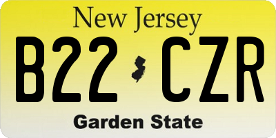 NJ license plate B22CZR