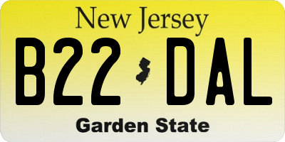 NJ license plate B22DAL