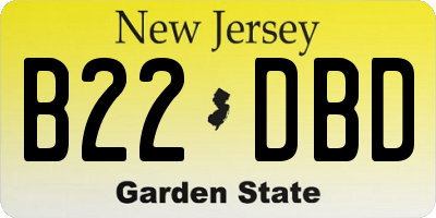 NJ license plate B22DBD