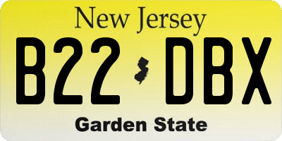 NJ license plate B22DBX