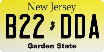 NJ license plate B22DDA