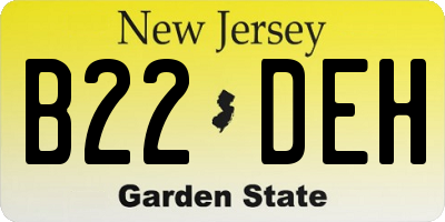 NJ license plate B22DEH