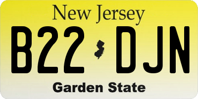 NJ license plate B22DJN