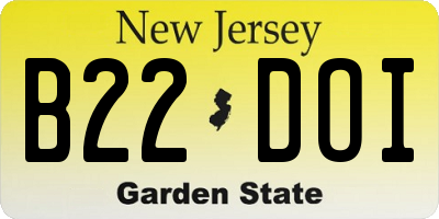 NJ license plate B22DOI