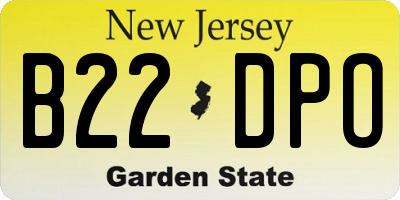 NJ license plate B22DPO