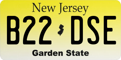 NJ license plate B22DSE