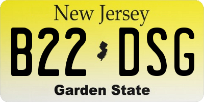 NJ license plate B22DSG