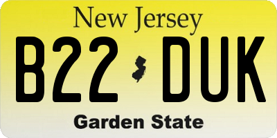 NJ license plate B22DUK