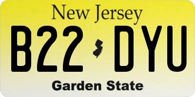 NJ license plate B22DYU