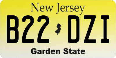 NJ license plate B22DZI