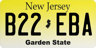 NJ license plate B22EBA