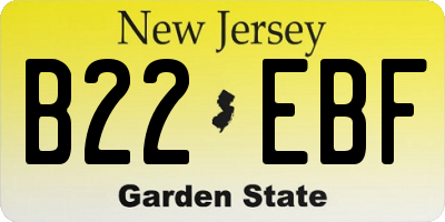 NJ license plate B22EBF
