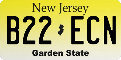 NJ license plate B22ECN