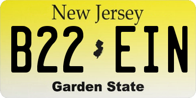 NJ license plate B22EIN