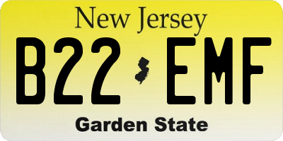 NJ license plate B22EMF