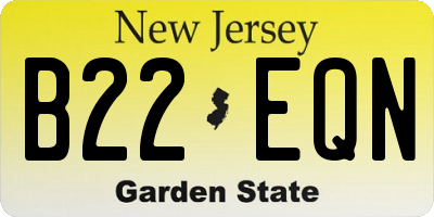 NJ license plate B22EQN