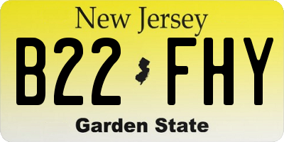 NJ license plate B22FHY