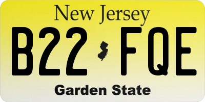 NJ license plate B22FQE