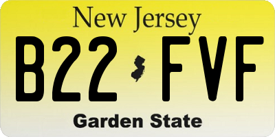 NJ license plate B22FVF