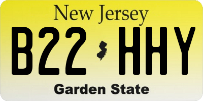 NJ license plate B22HHY