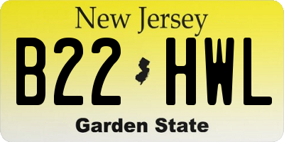 NJ license plate B22HWL