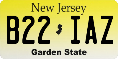 NJ license plate B22IAZ
