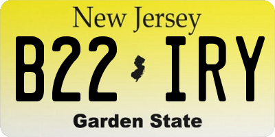 NJ license plate B22IRY