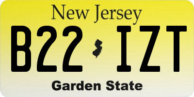 NJ license plate B22IZT