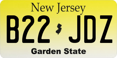 NJ license plate B22JDZ