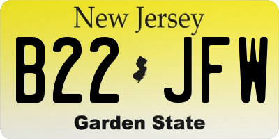 NJ license plate B22JFW