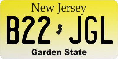 NJ license plate B22JGL