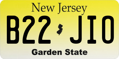 NJ license plate B22JIO