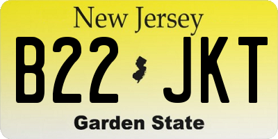 NJ license plate B22JKT