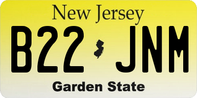 NJ license plate B22JNM