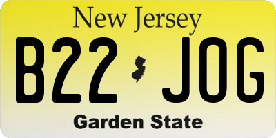 NJ license plate B22JOG