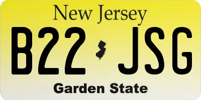 NJ license plate B22JSG