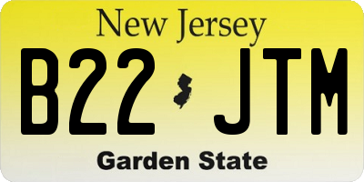NJ license plate B22JTM