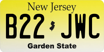 NJ license plate B22JWC