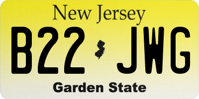 NJ license plate B22JWG