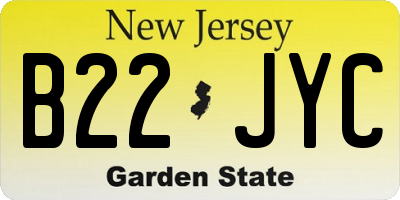 NJ license plate B22JYC