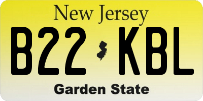 NJ license plate B22KBL
