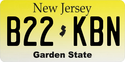 NJ license plate B22KBN