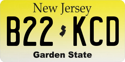NJ license plate B22KCD