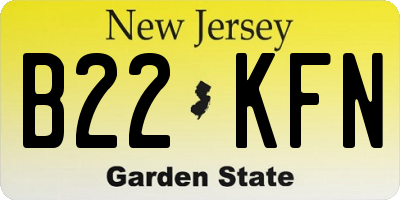 NJ license plate B22KFN