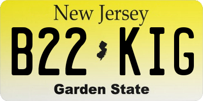 NJ license plate B22KIG