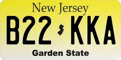 NJ license plate B22KKA