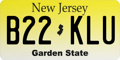 NJ license plate B22KLU