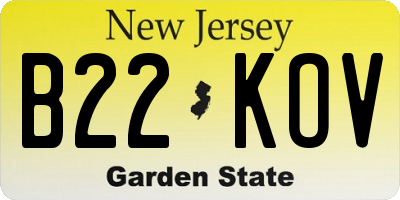 NJ license plate B22KOV