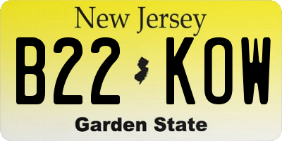 NJ license plate B22KOW